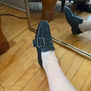 Aquatalia weatherproof black buckle loafers